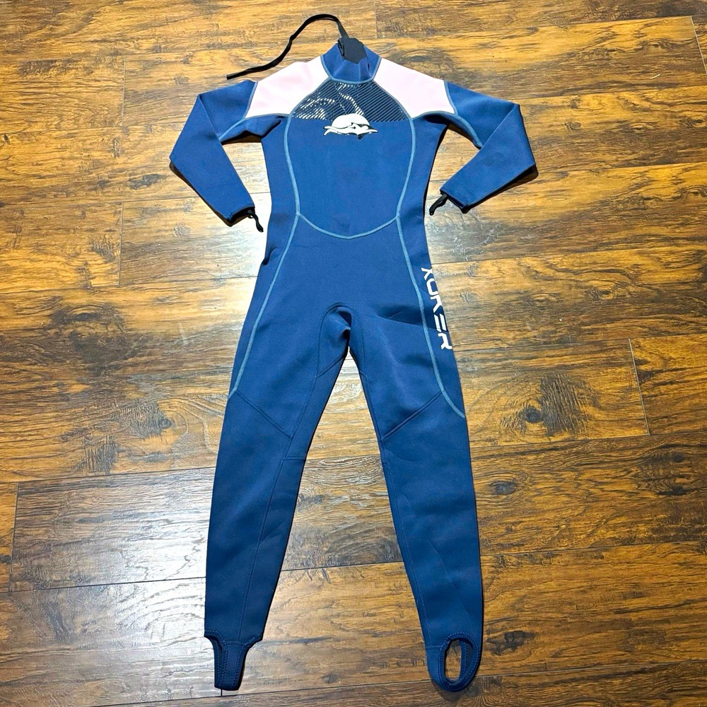 XUKER Women's Full Wetsuit XS Front Zip Long Sleeve Navy/Pink Activewear